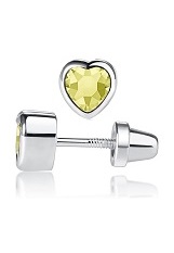 superb silver cubic zirconia heart November birthstone baby earrings